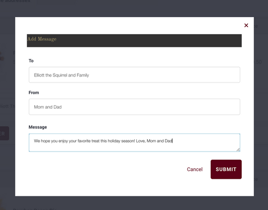 Gift message for individual recipients