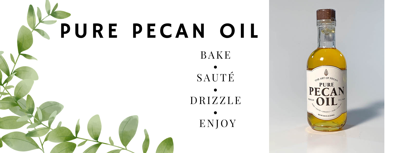 Pure pecan oil with listed uses