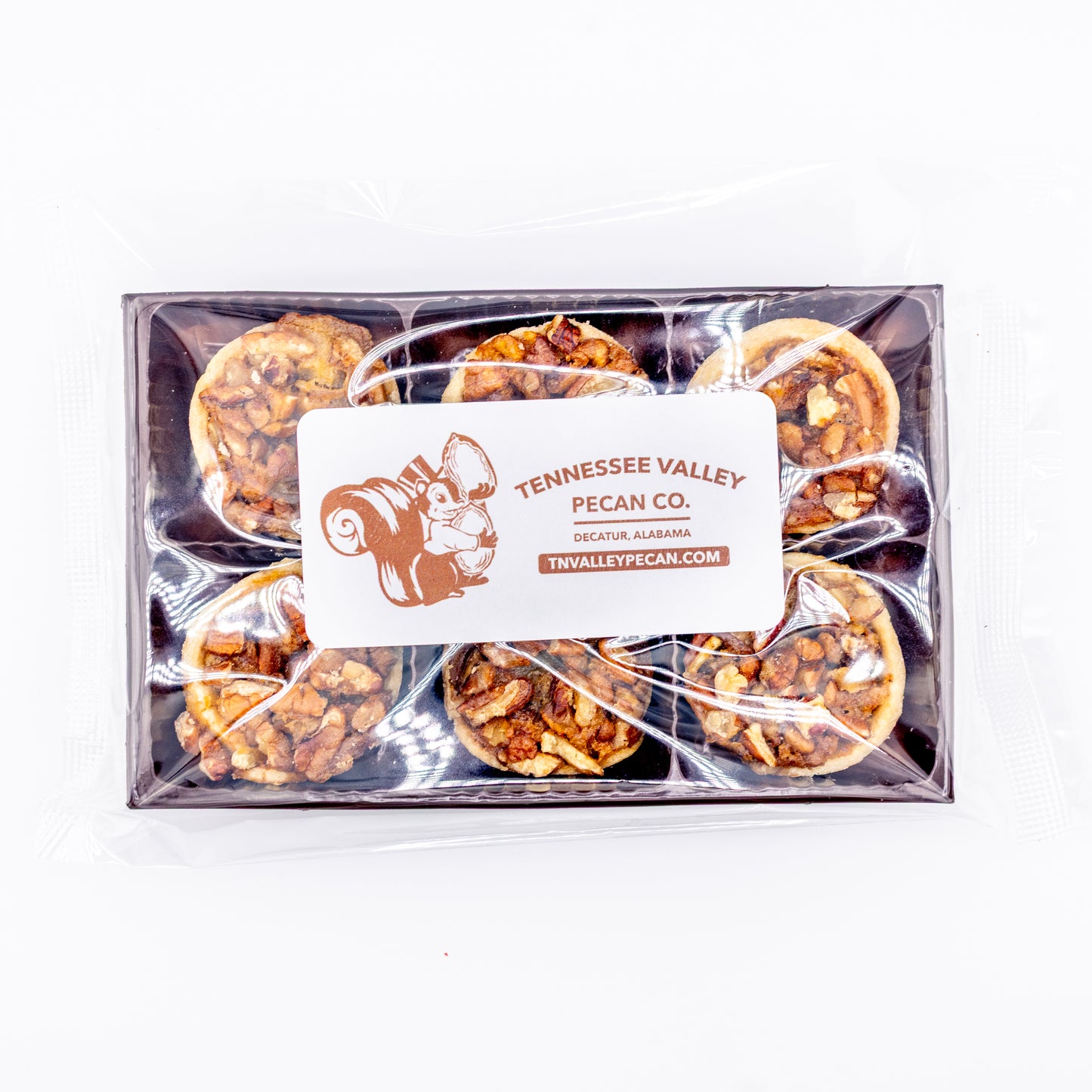 6-pack of pecan pie bites on a white background