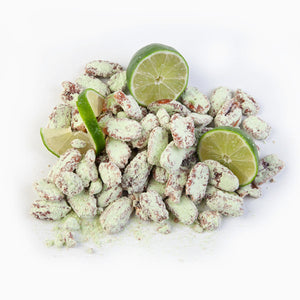 key lime pecans on white background