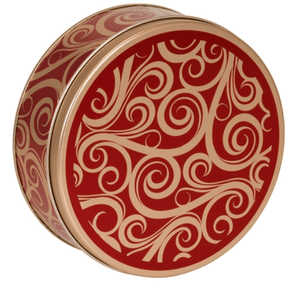 red and gold swirl tin 