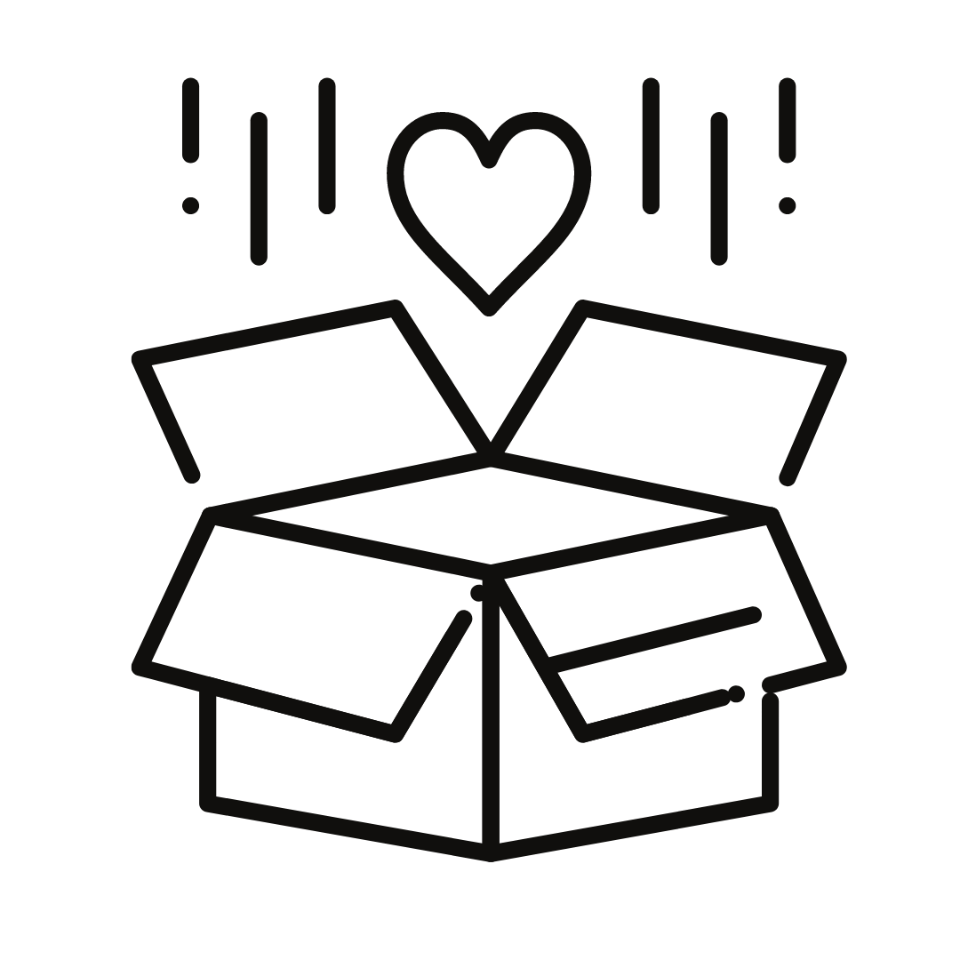 illustration of box with heart coming out of it