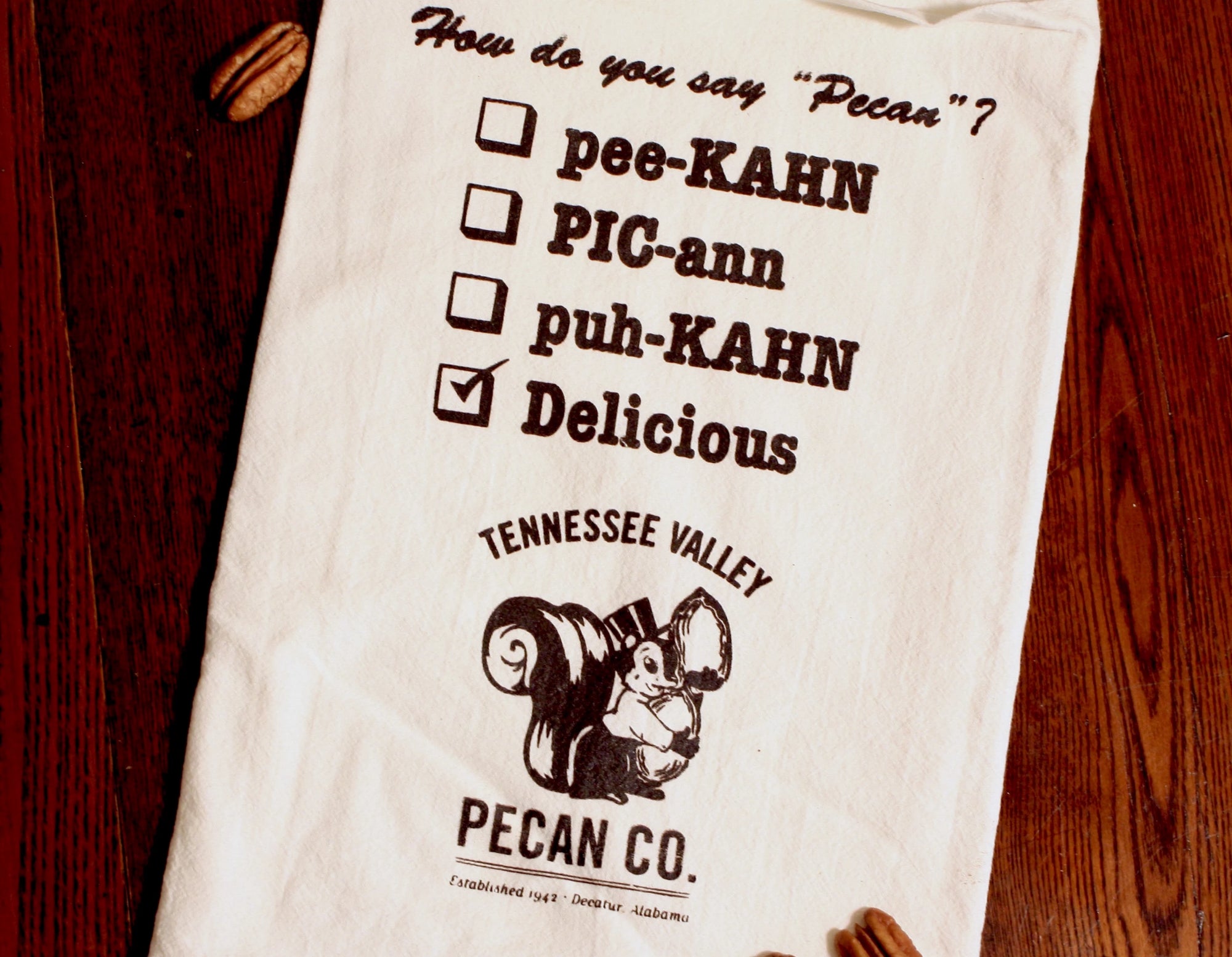 How Do You Say Pecan Flour Sack Tea Towel | Tennessee Valley Pecan Company