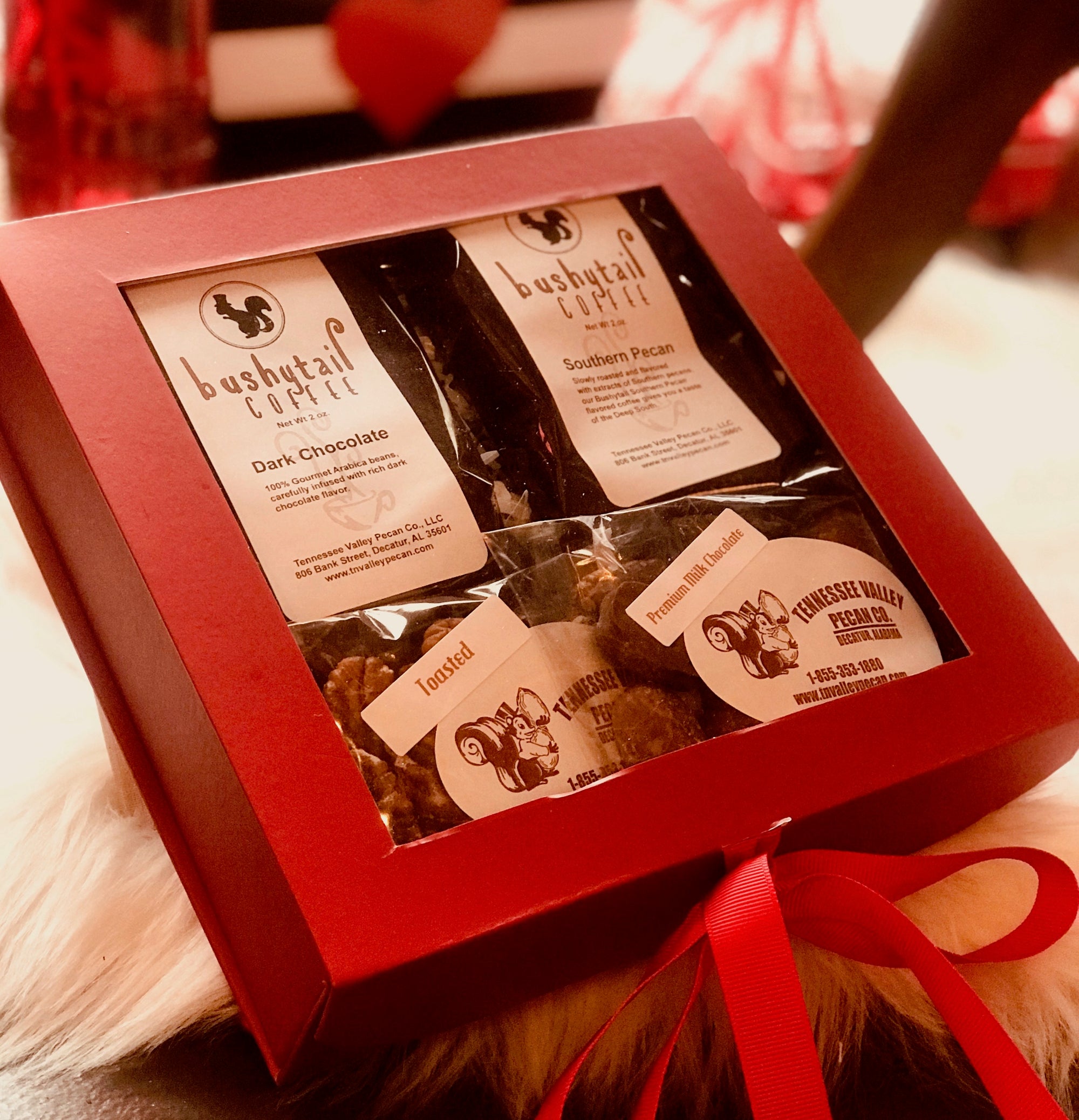 Red Ribbon Gift Box Pecan Sampler | Tennessee Valley Pecan Company