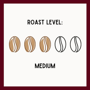 Three out of five illustrated beans denoting medium roast level