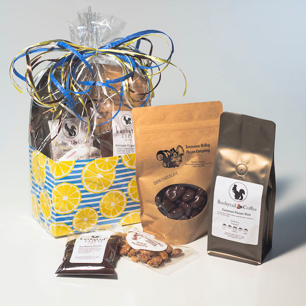 Summer Blast Gift Basket Box items including pecans and coffee | Tennessee Valley Pecan Company